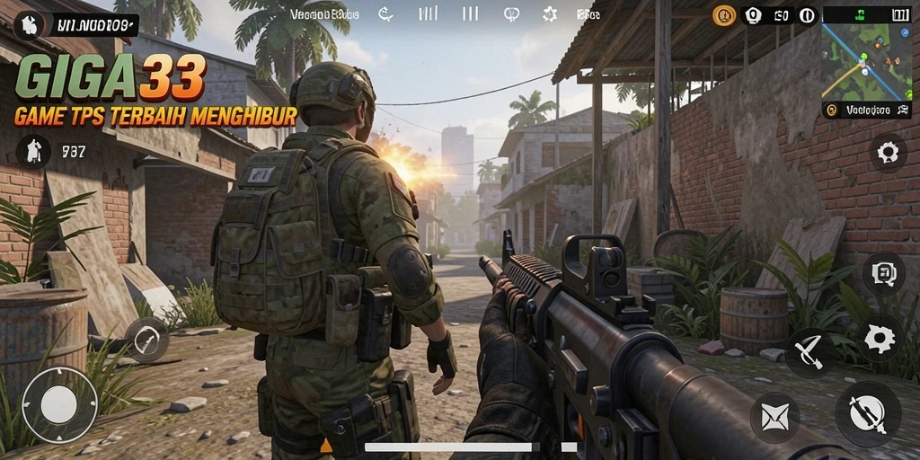 Tangkapan layar GIGA33 menampilkan pertempuran seru dalam game TPS.