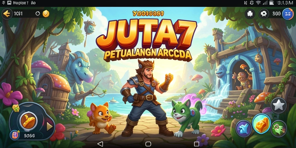 Screenshot gameplay JUTA7 yang menunjukkan aksi seru dan penuh warna.