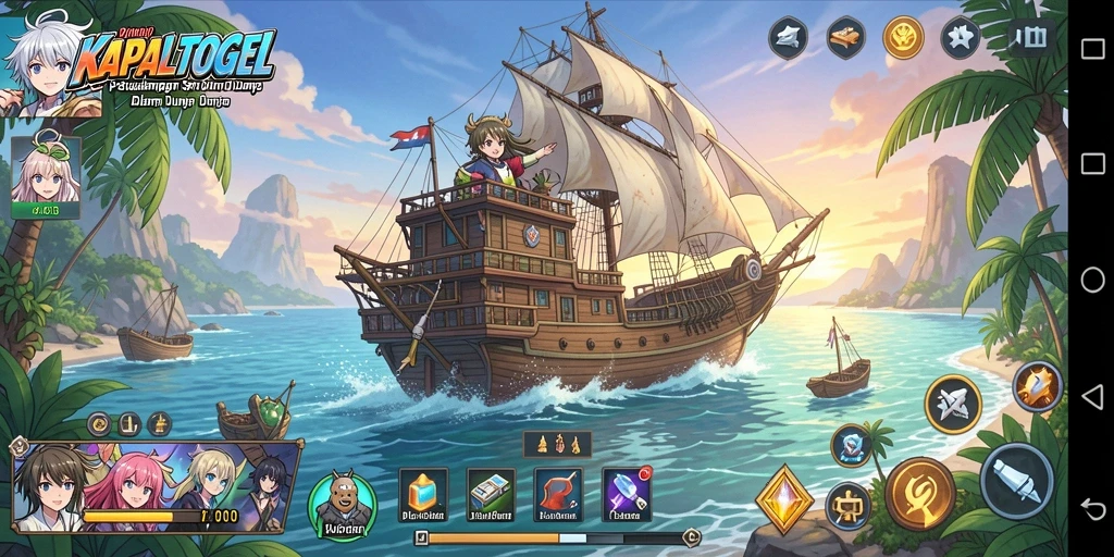Screenshot gameplay KAPALTOGEL yang menunjukkan aksi karakter anime.