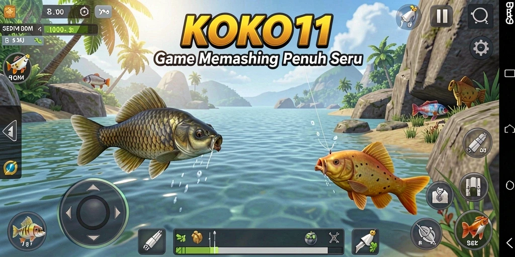 Tampilan gameplay KOKO11 dengan aksi memancing yang seru.