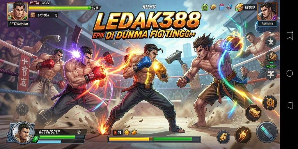 Tampilan gameplay epik dari LEDAK388 dengan pertarungan seru.