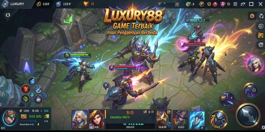 Tangkapan layar utama LUXURY88 yang menunjukkan pertarungan menarik di arena MOBA.