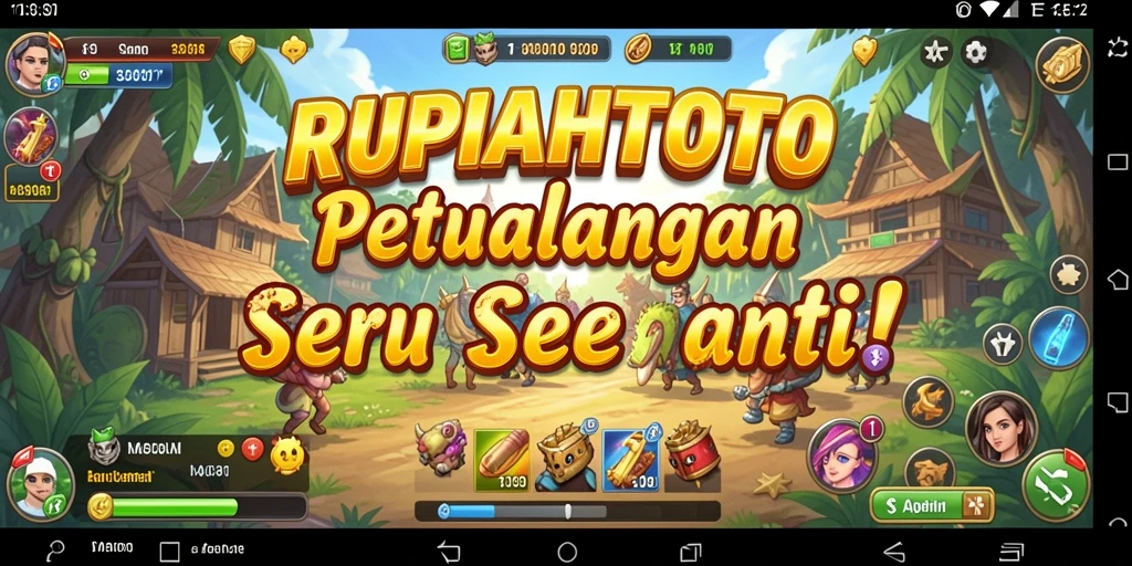 Tampilan gameplay RUPIAHTOTO yang penuh warna dan petualangan mendebarkan.