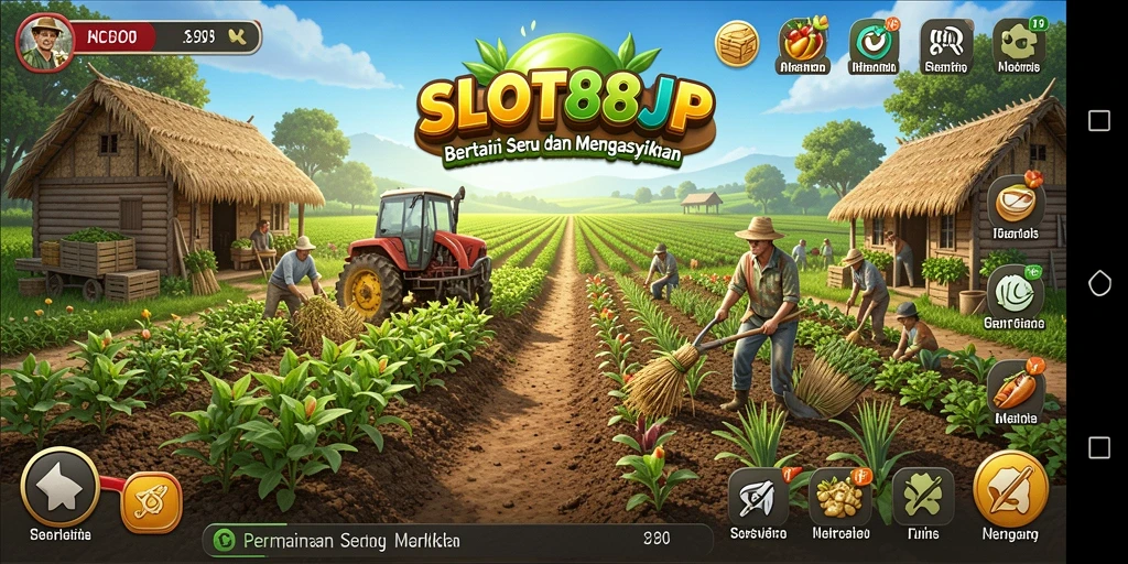 Tampilan gameplay SLOT88JP yang menampilkan keseruan bertani.