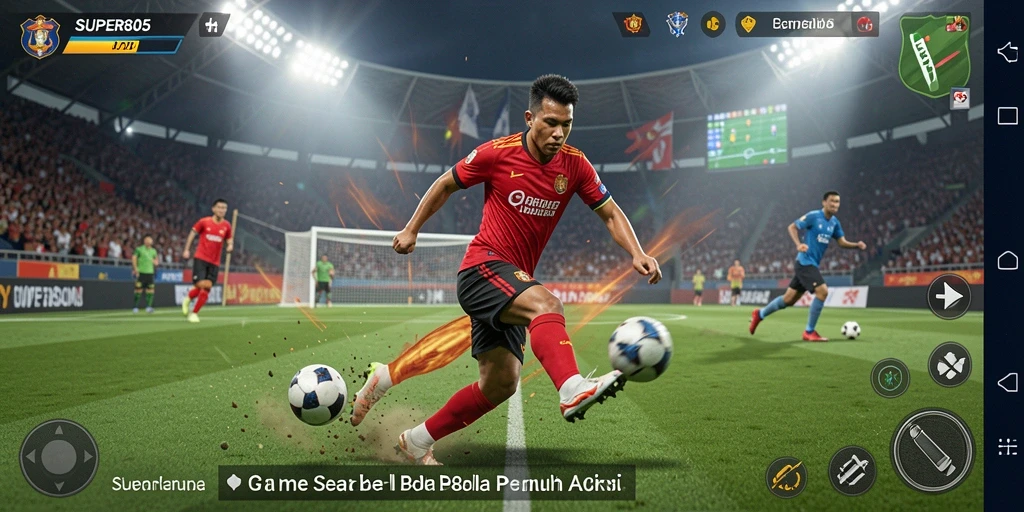 Gameplay SUPER805 dengan grafik sepak bola yang memukau.