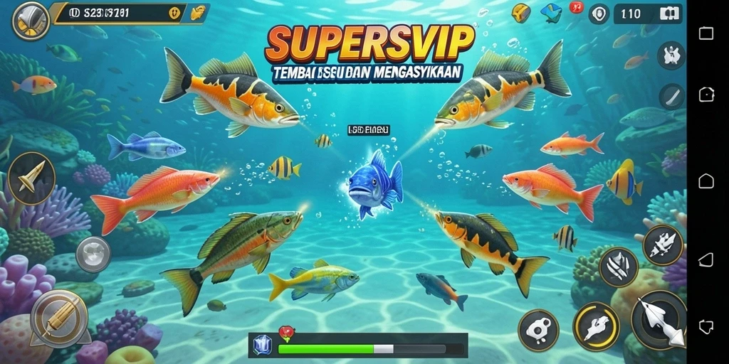 Gameplay <strong>SUPERSVIP</strong> dengan tembak ikan yang seru dan menantang.