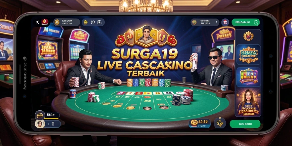 Tangkapan layar gameplay SURGA19 yang menampilkan dealer profesional di meja permainan.