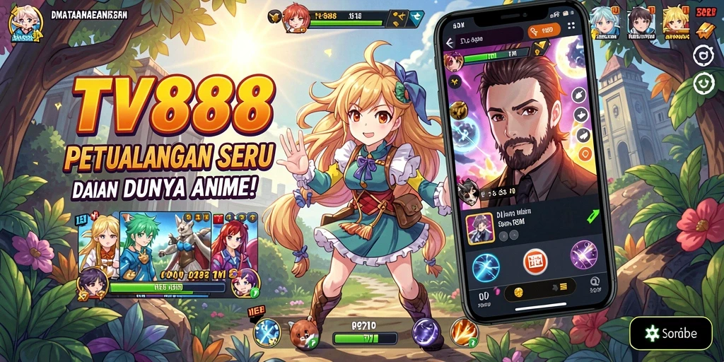 Tampilan gameplay seru di TV888 dengan karakter anime yang menawan.