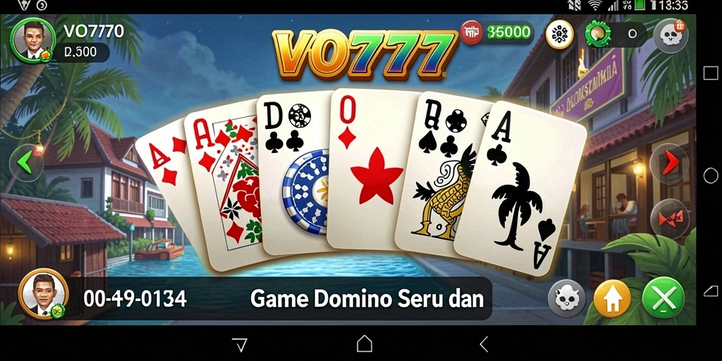 Screenshot VO777 menampilkan gameplay seru Domino yang dapat dinikmati bersama teman.