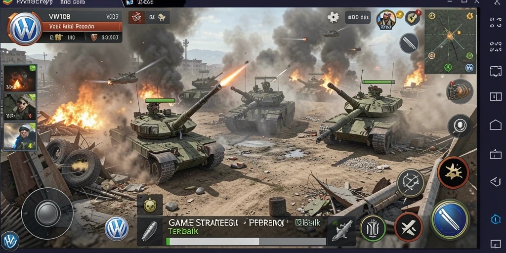 Tampilan gameplay menarik dari VW108 saat pertempuran strategi.