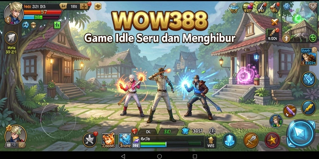 Tampilan gameplay WOW388 yang menarik dengan berbagai karakter dan alat.